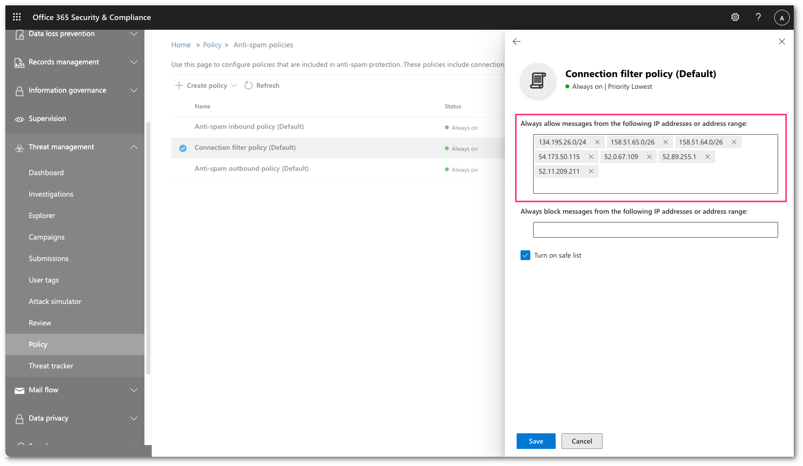 Enter the egress IP addresses